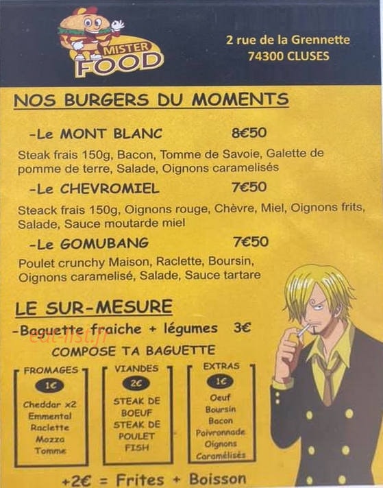 Mister food — carte page 1