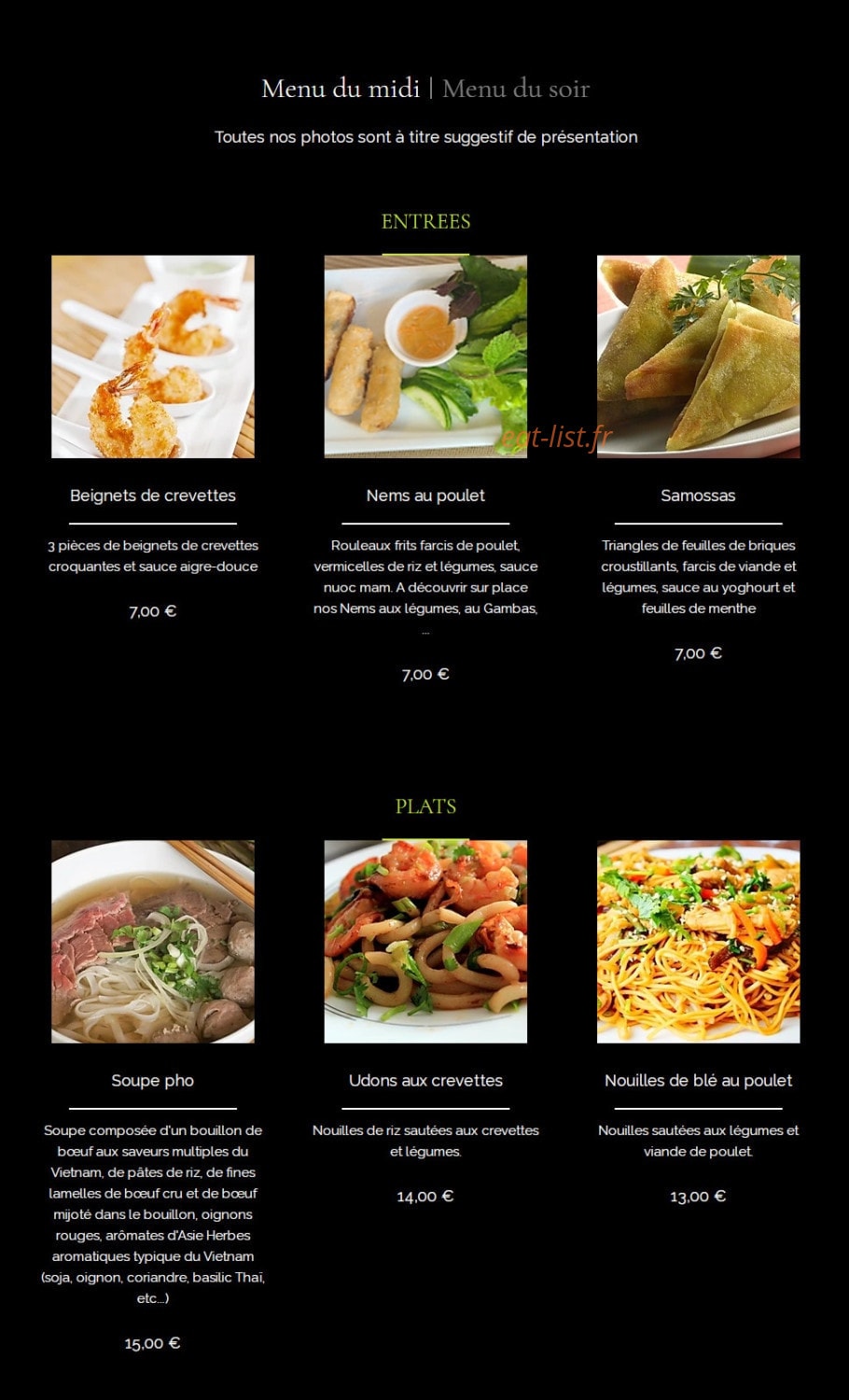 Restaurant Phan'x — carte page 1