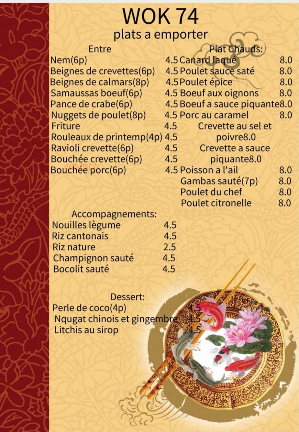 Restaurant Wok 74 — carte page 2