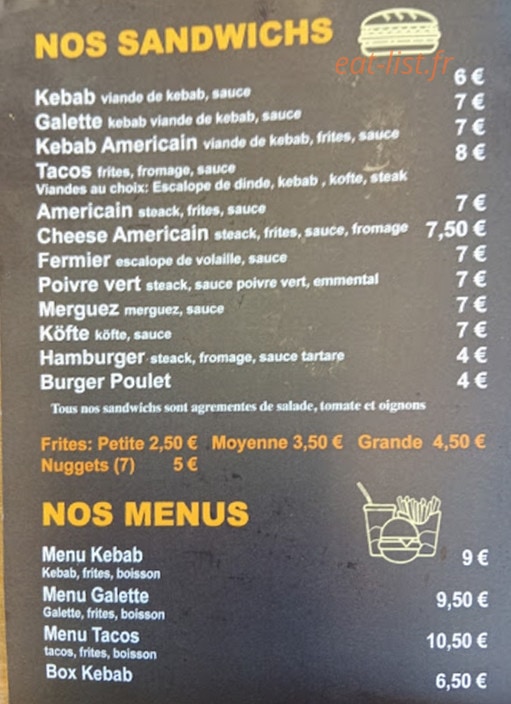 Snack D'iihan — carte page 1
