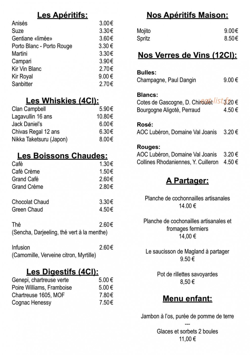 Sur Le zinc — carte page 1