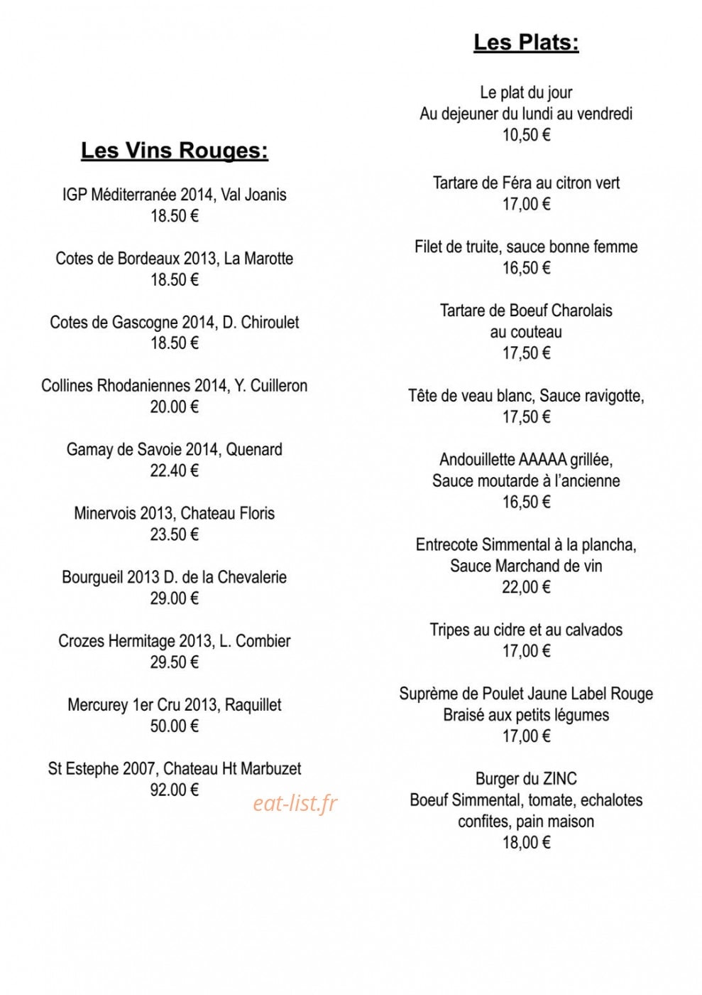Sur Le zinc — carte page 3