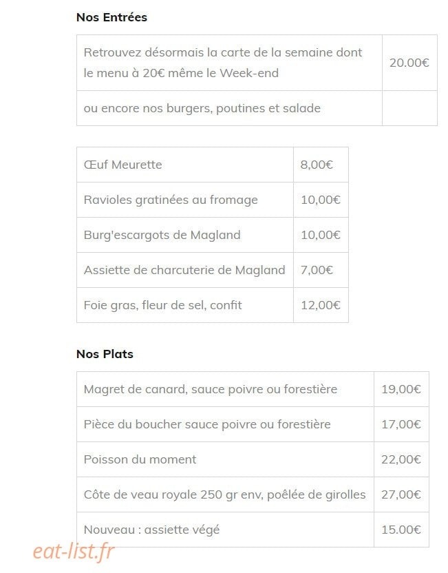 Le Relais du Mont Blanc — carte page 1