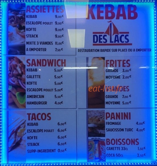 Kebab des lacs — carte page 1