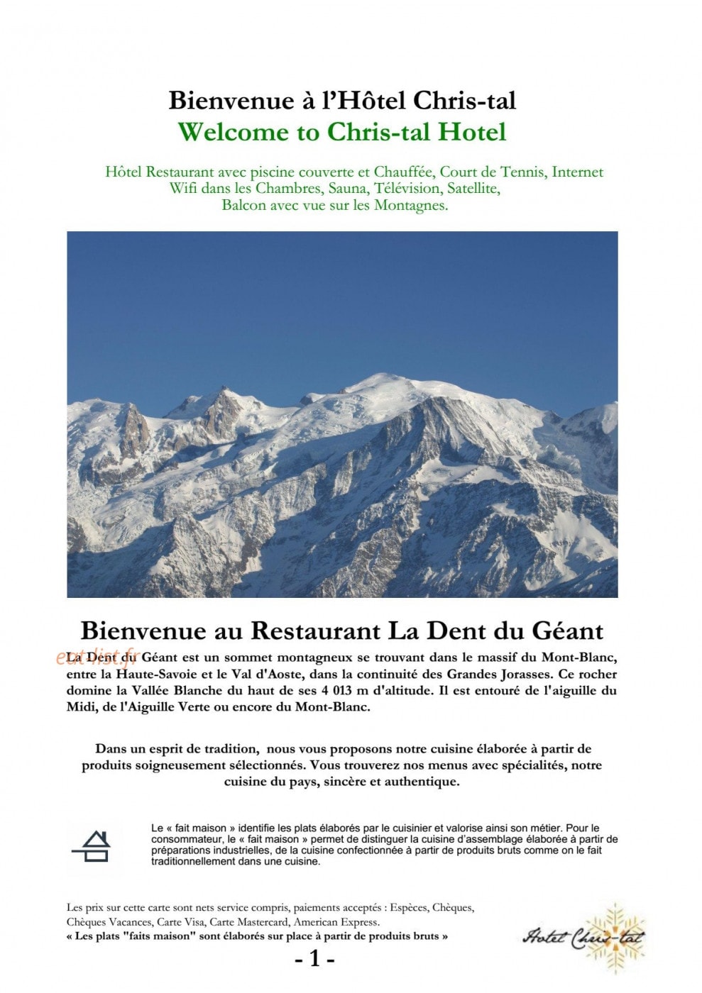La Dent du Géant — carte page 1