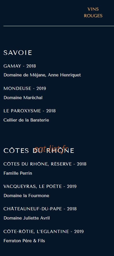 La Table des Granges — carte page 6