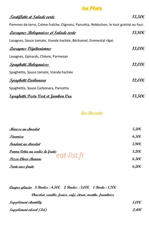 La Tour De Pizz' — carte page 3