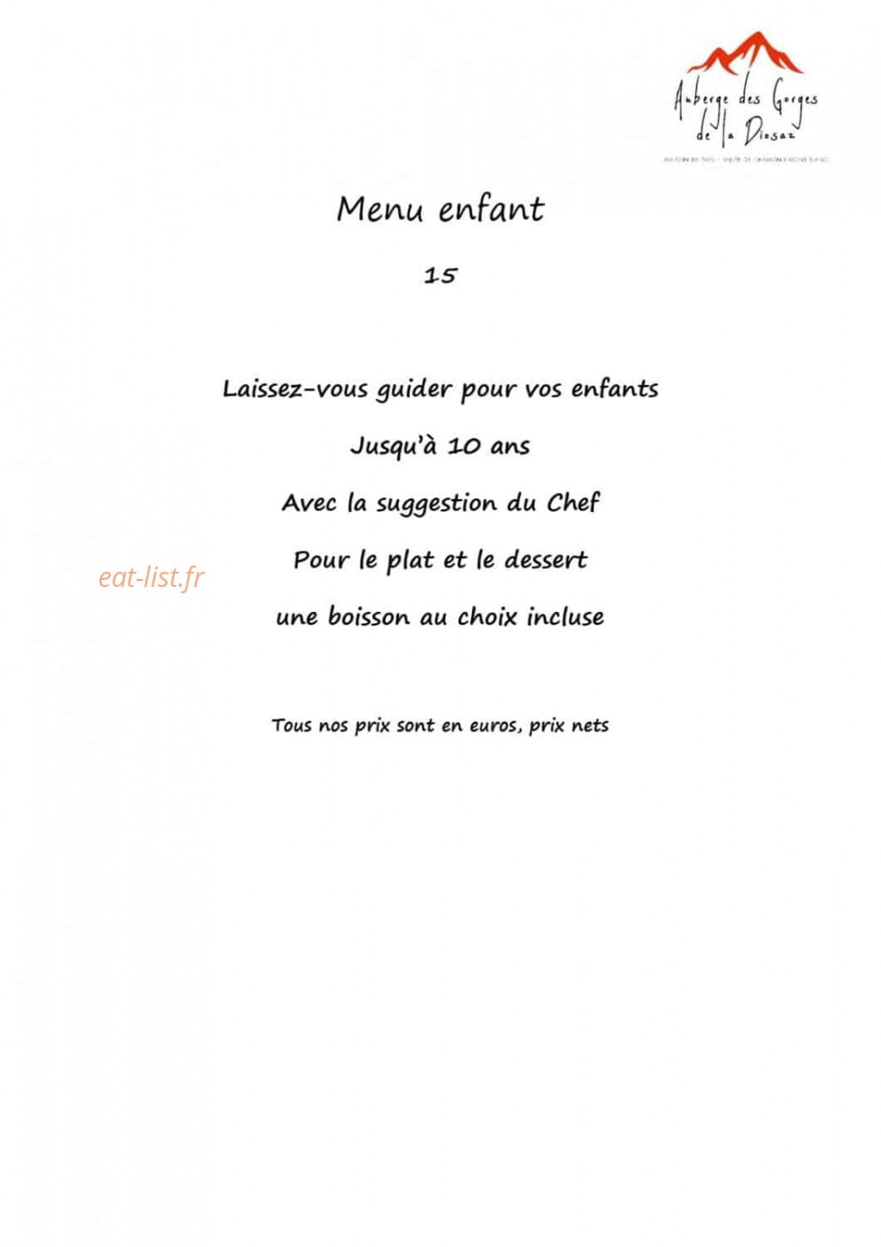 Auberge des Gorges de la Diosaz — carte page 5
