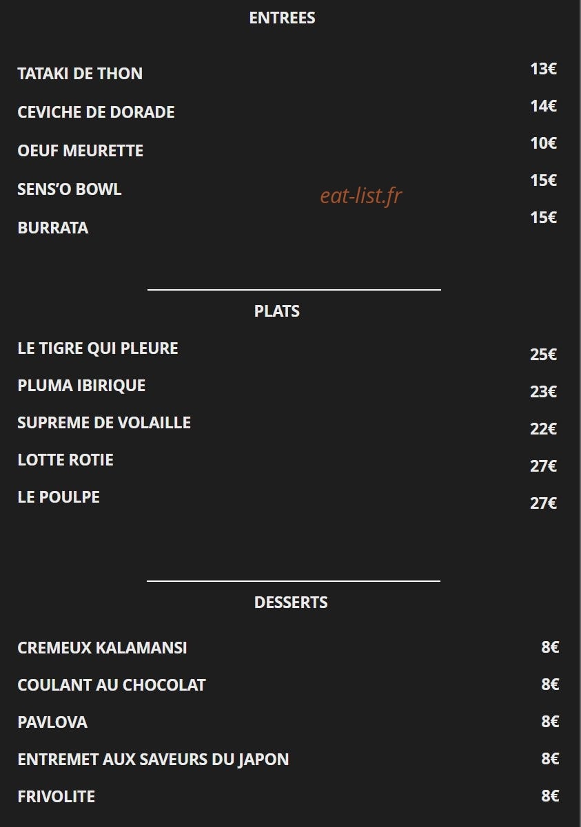 L'Atelier Sens'O — carte page 1