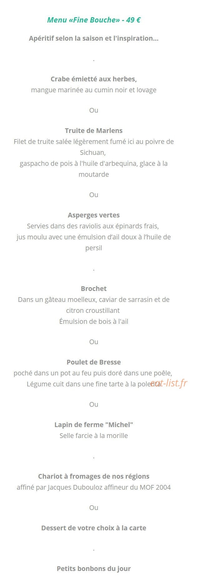 L'auberge de Letraz Sevrier — carte page 2