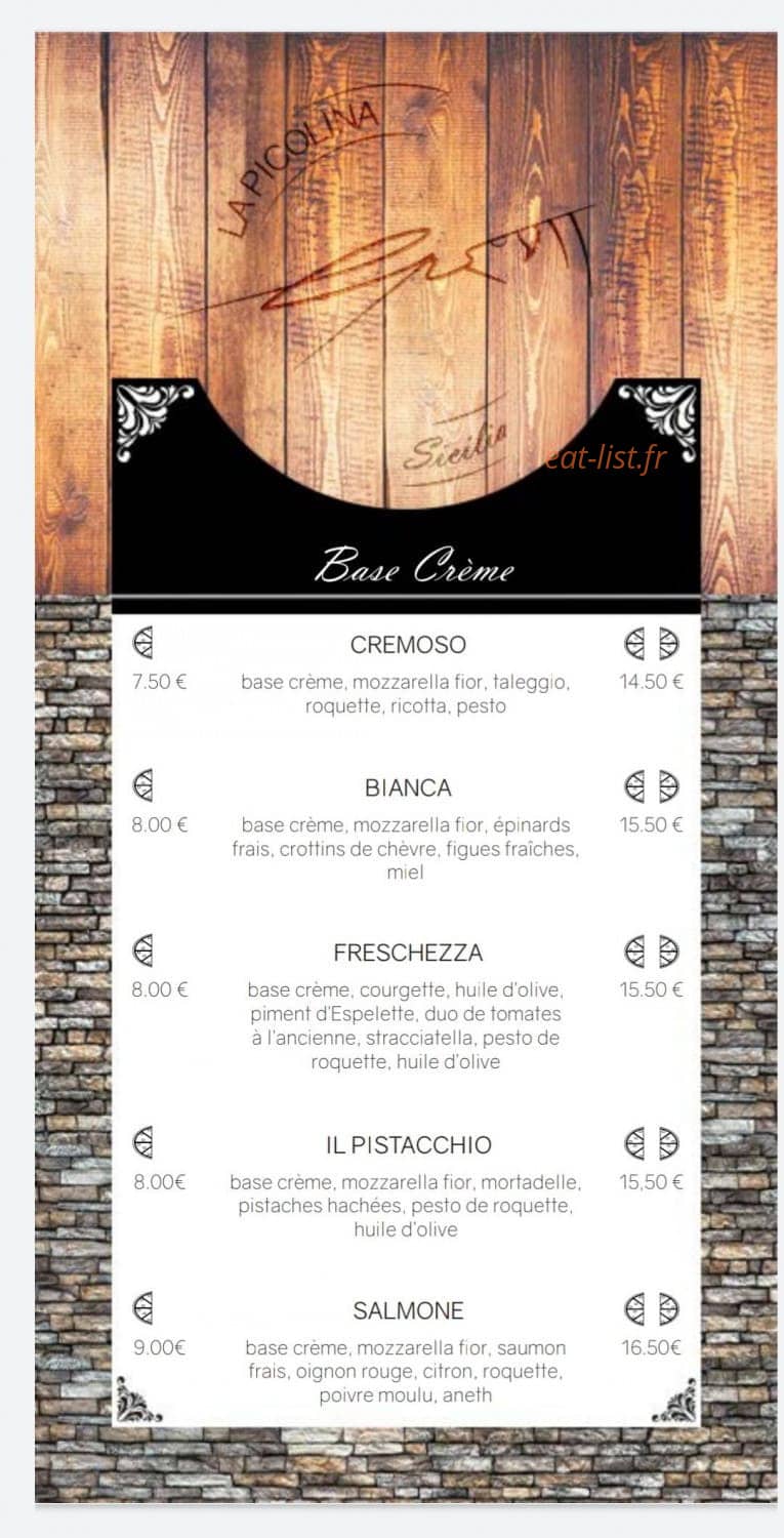 La Piccolina Sicilia — carte page 1