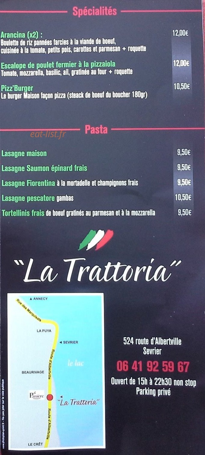 La Trattoria — carte page 2