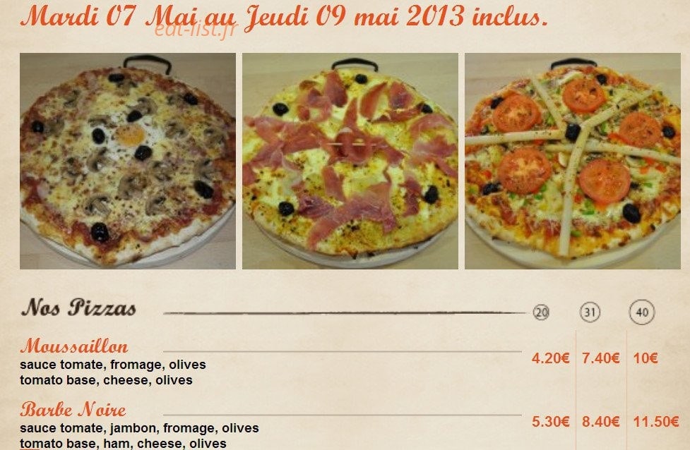 Lîl'o pizza — carte page 1