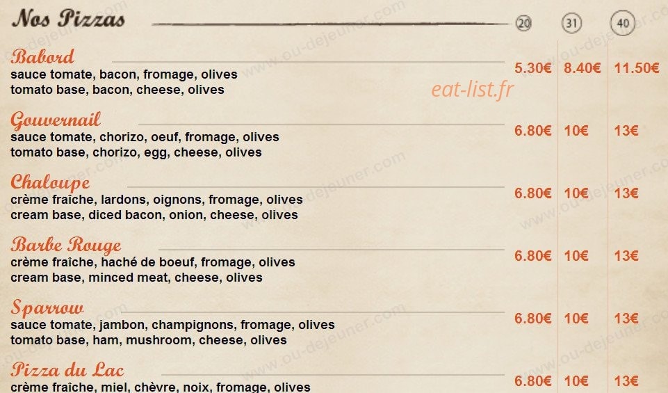Lîl'o pizza — carte page 2