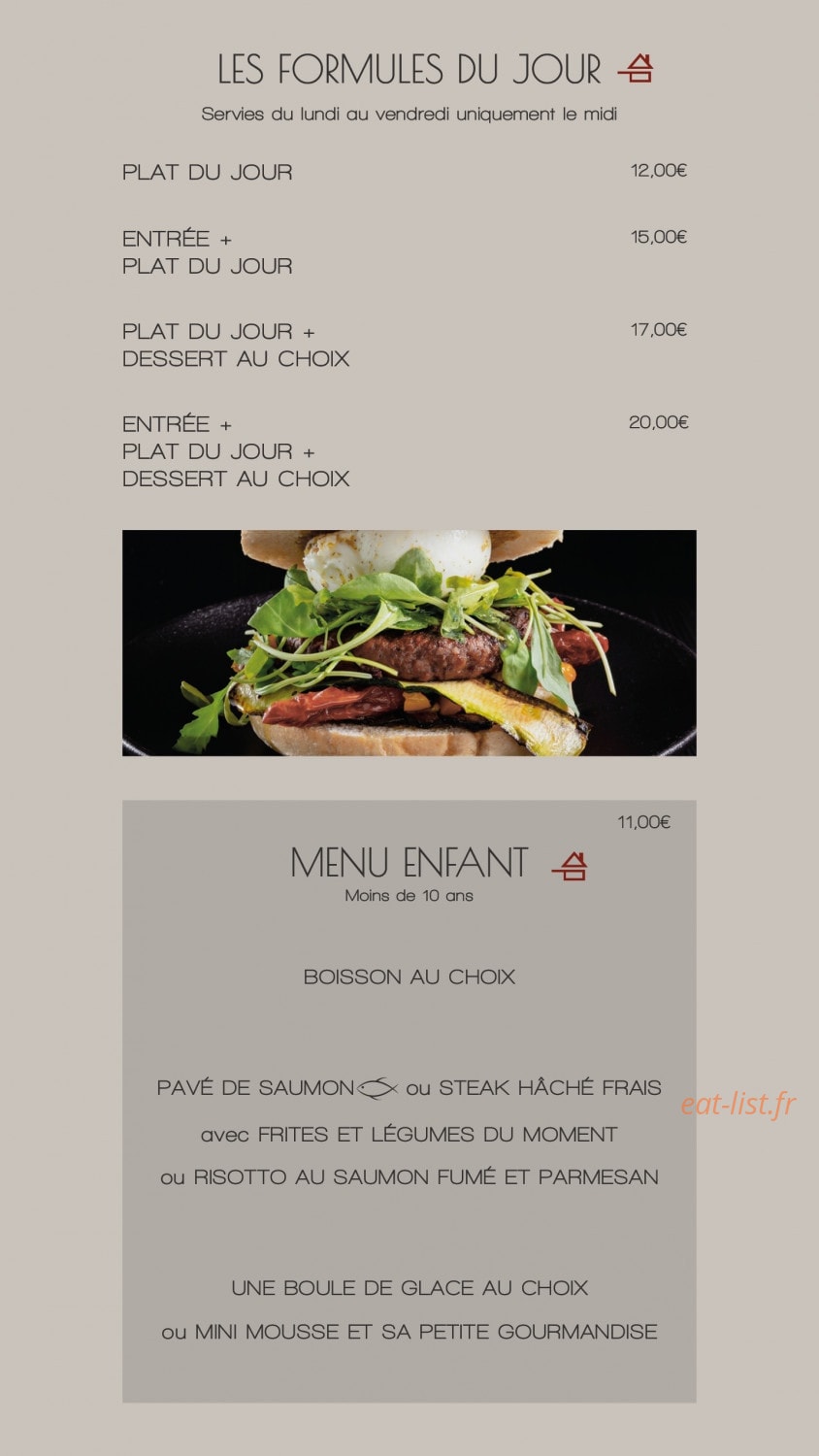 Carte et menu de La brasserie gourmande à Epagny Metz-Tessy — Les formules, menu enfant