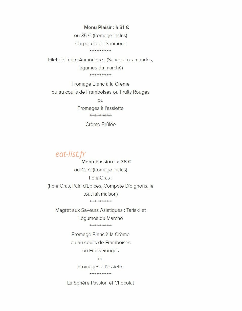 La Passion Des Saveurs — carte page 2