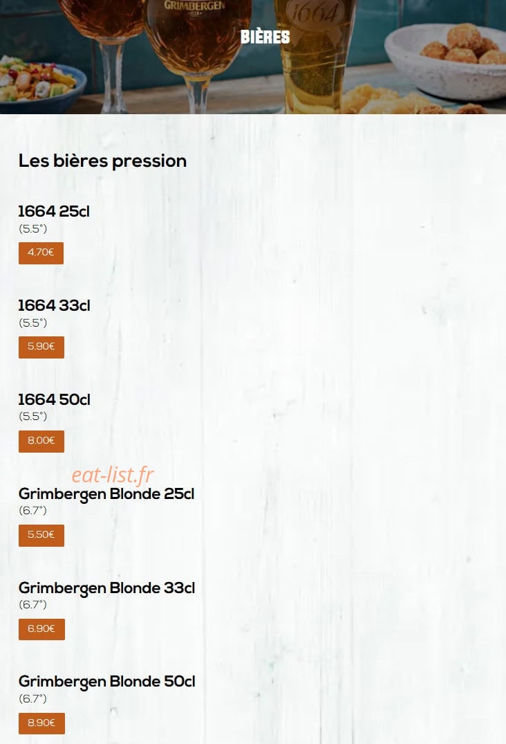 Carte et menu de Léon à Epagny Metz-Tessy — Les bières pressions