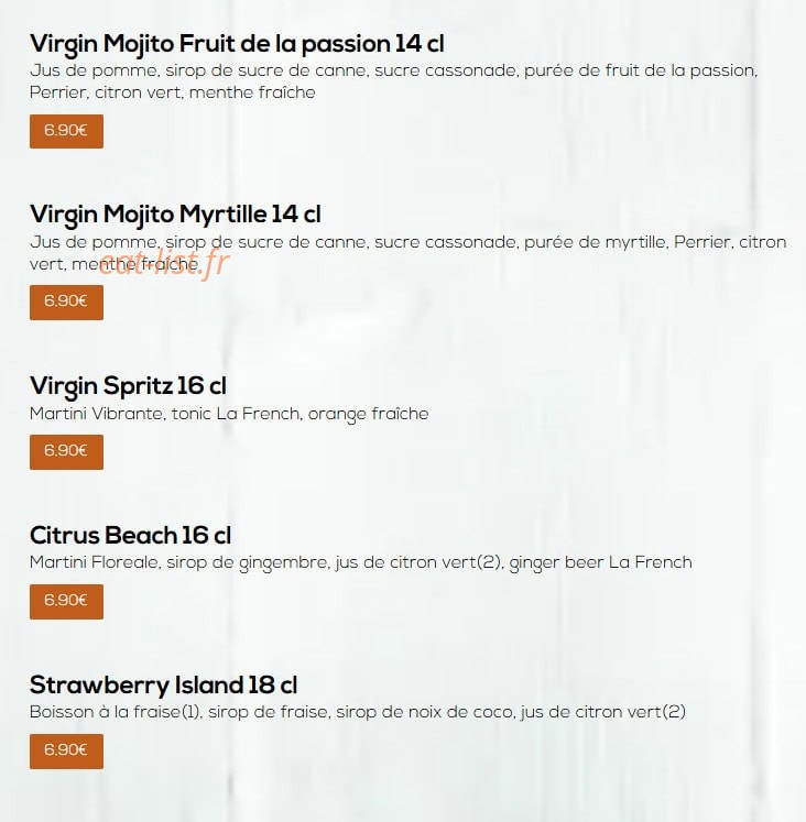 Carte et menu de Léon à Epagny Metz-Tessy — Les mocktails suite