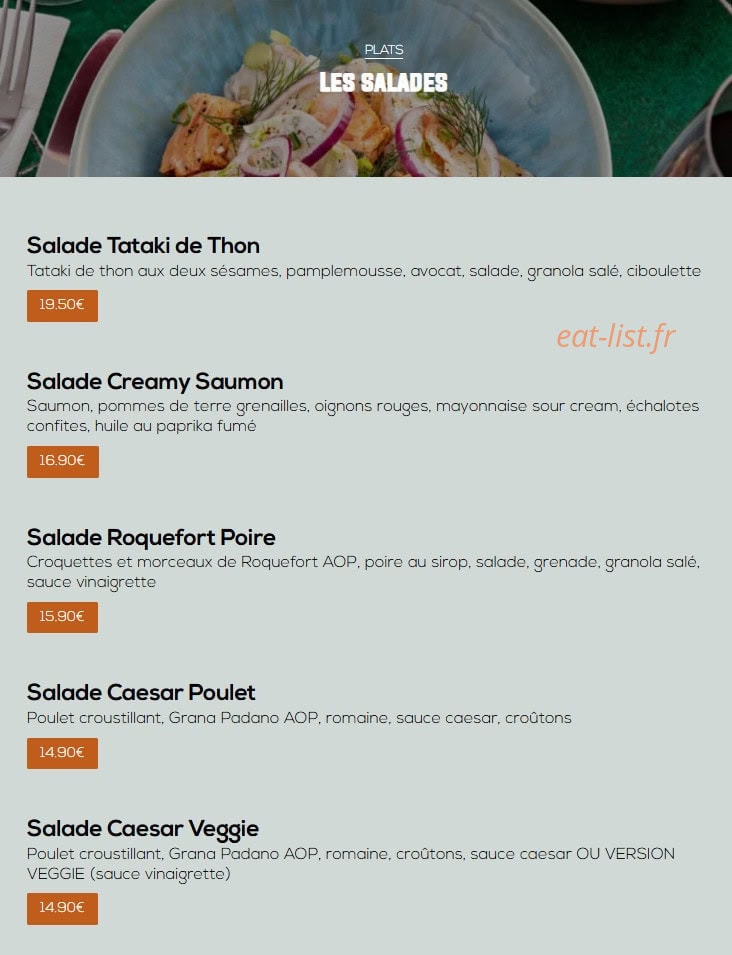 Carte et menu de Léon à Epagny Metz-Tessy — Les salades
