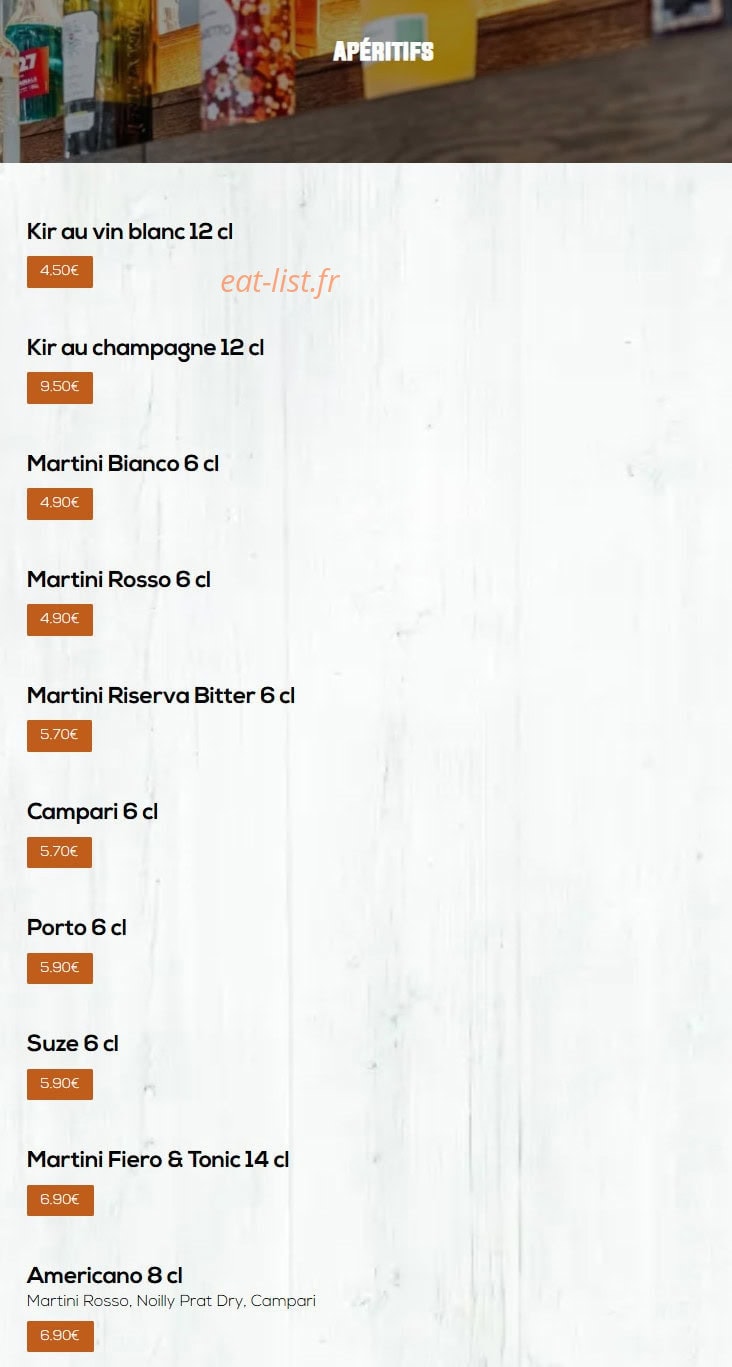 Carte et menu de Léon à Epagny Metz-Tessy — Les apéritifs