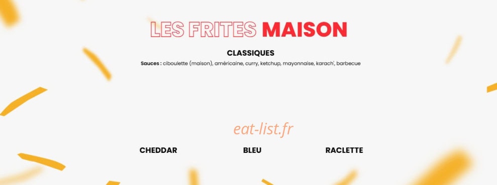 Carte et menu de Les Burgers de Papa à Epagny Metz-Tessy — Les frites maison