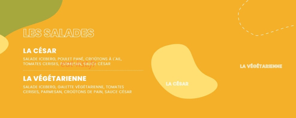 Carte et menu de Les Burgers de Papa à Epagny Metz-Tessy — Les salades