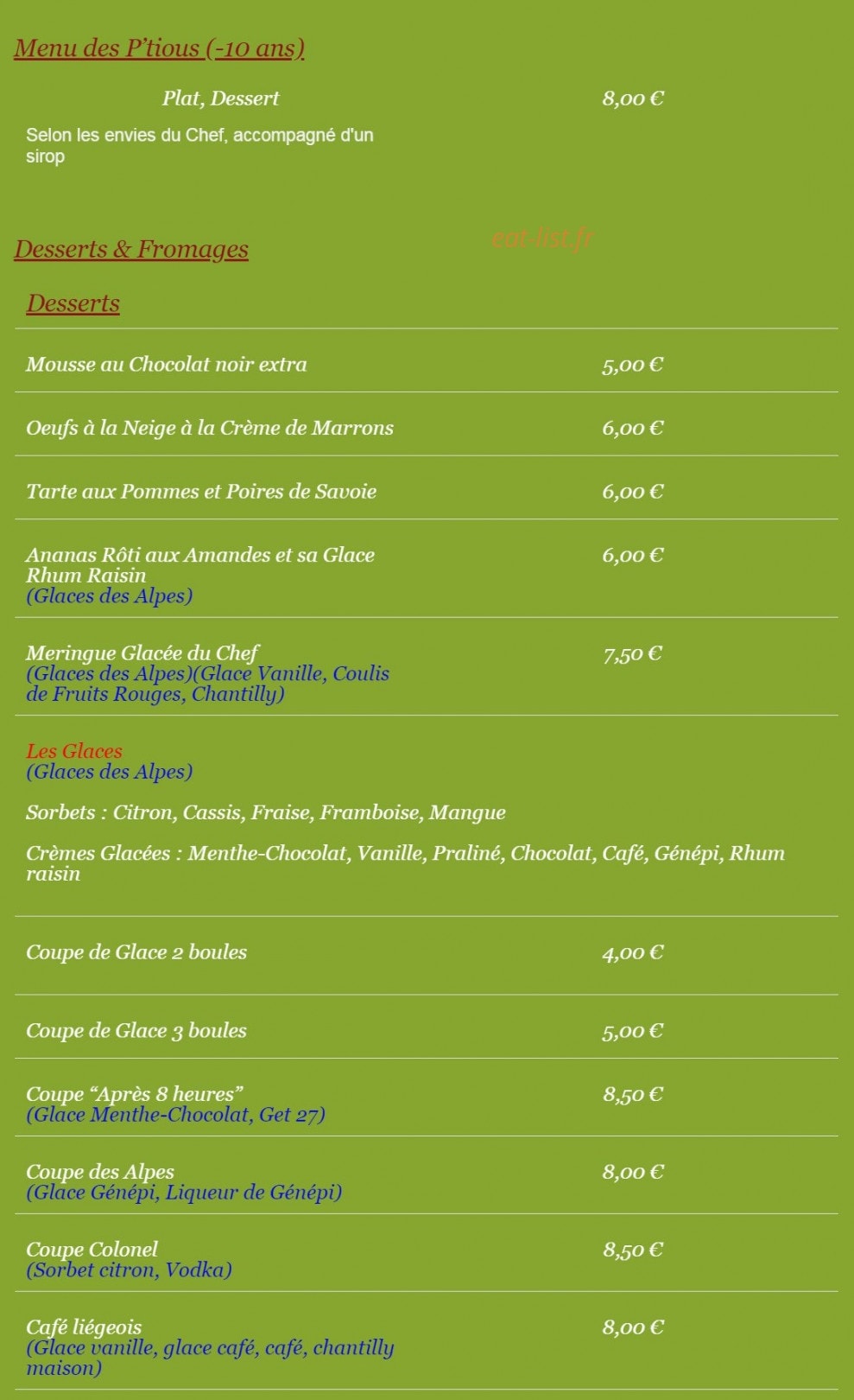 Auberge de la Caille — carte page 5