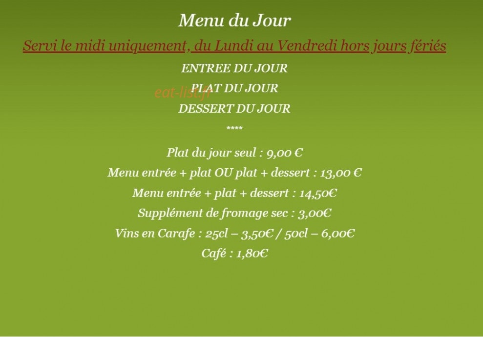 Auberge de la Caille — carte page 1