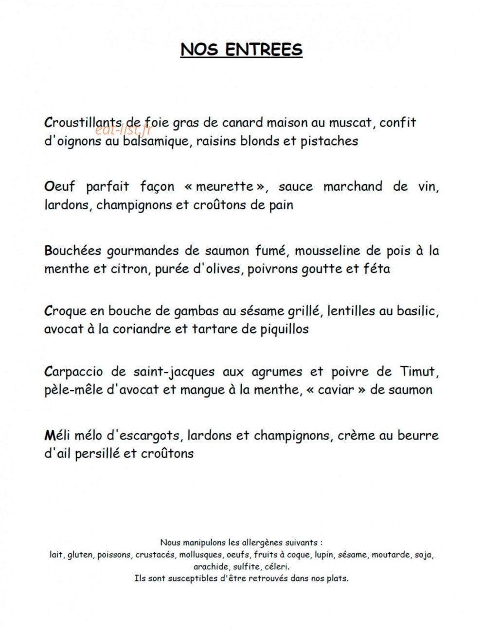La Taverne De Pontverre — carte page 1