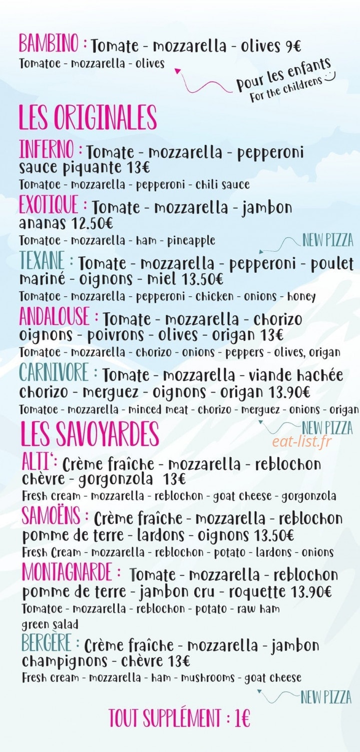 Alti Pizz — carte page 5