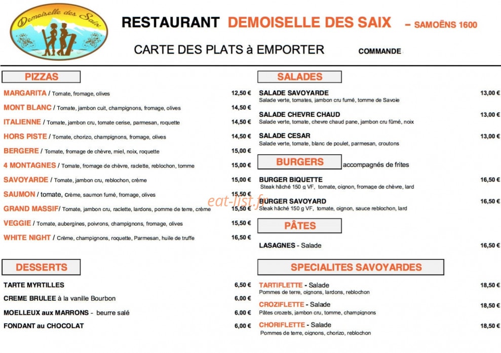 Demoiselle Des Saix — carte page 1