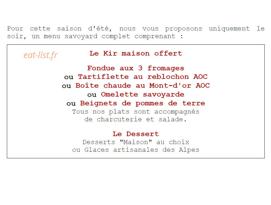 L'accueil Savoyard — carte page 1