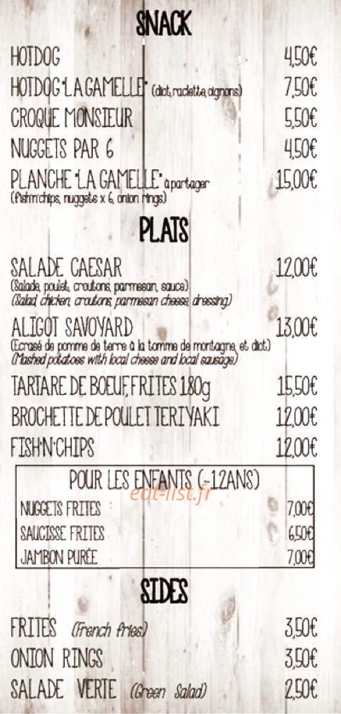 La Gamelle — carte page 1