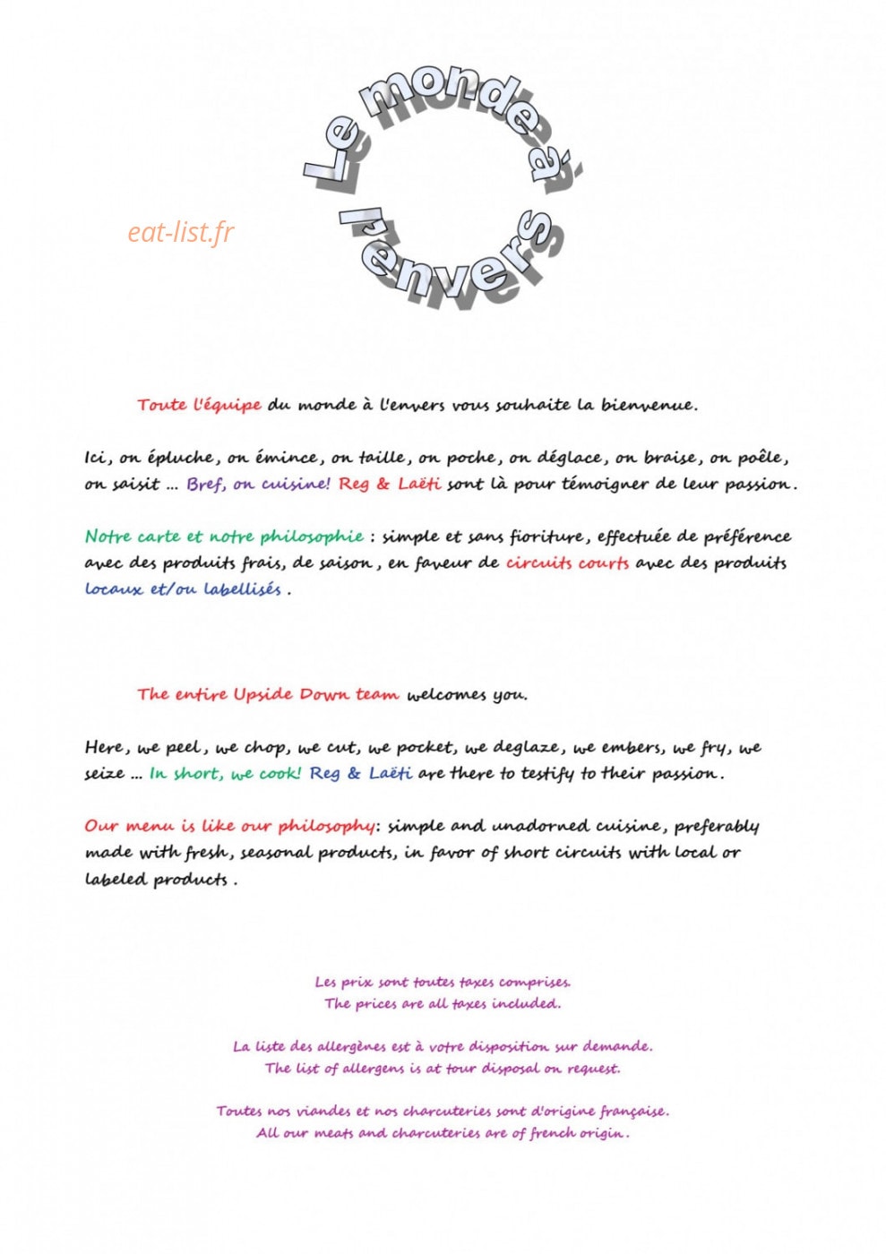 Le Monde a L'Envers — carte page 1