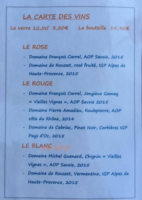 Les Tartines de Martine — carte page 1