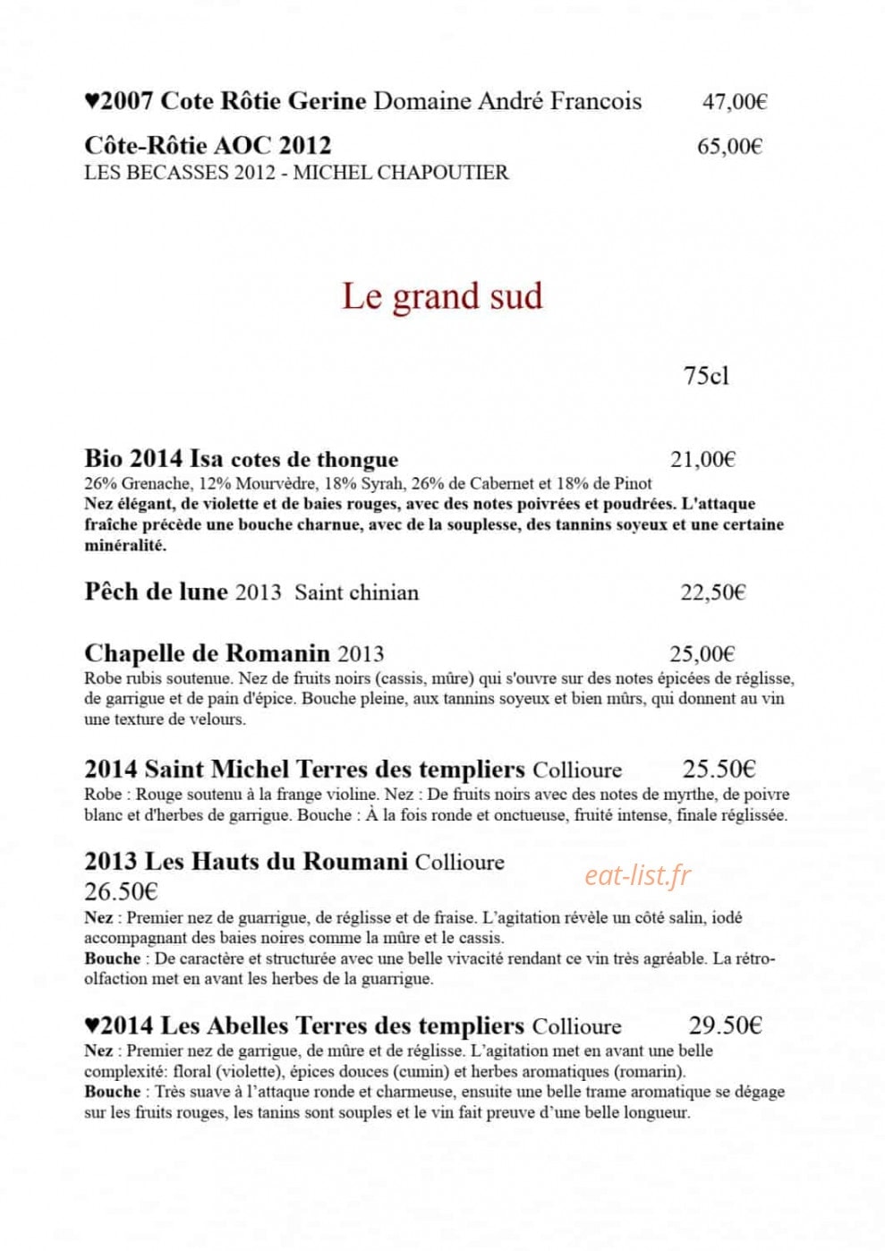 Auberge de Bajole — carte page 9