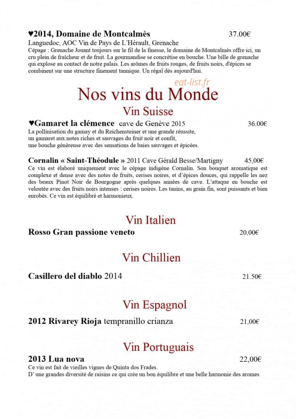 Auberge de Bajole — carte page 11