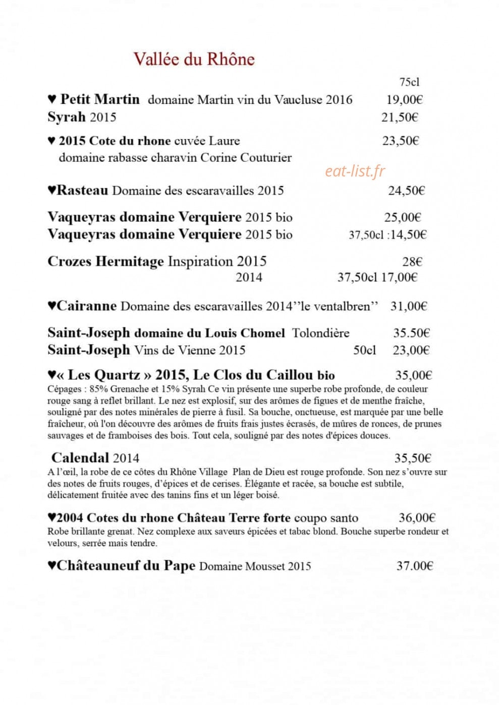 Auberge de Bajole — carte page 8