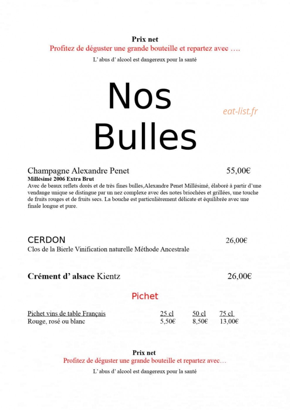 Auberge de Bajole — carte page 13