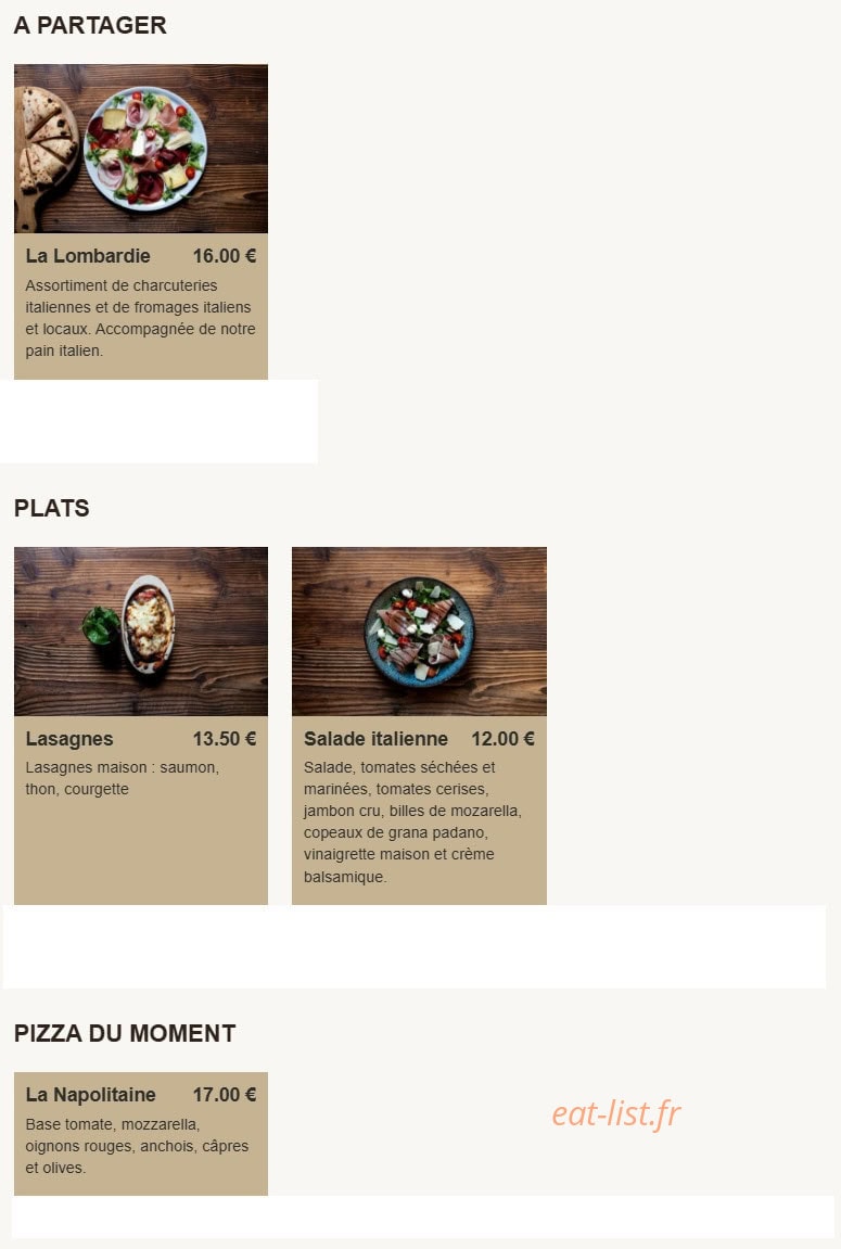La Dolce Serata — carte page 1