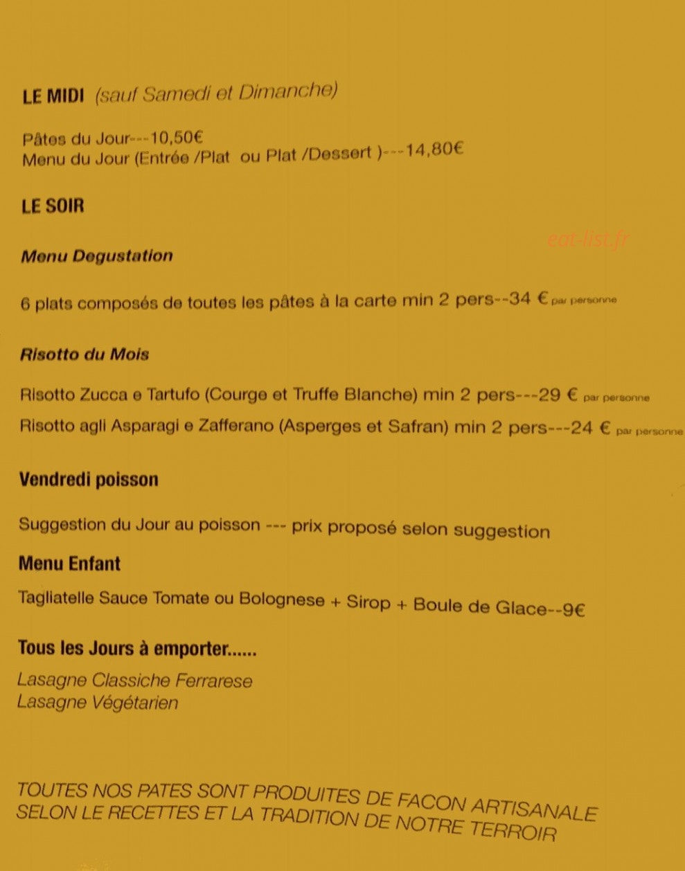 Le Labo à Pâtes — carte page 2