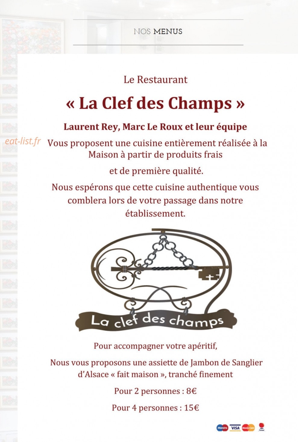 La Clef des Champs — carte page 1