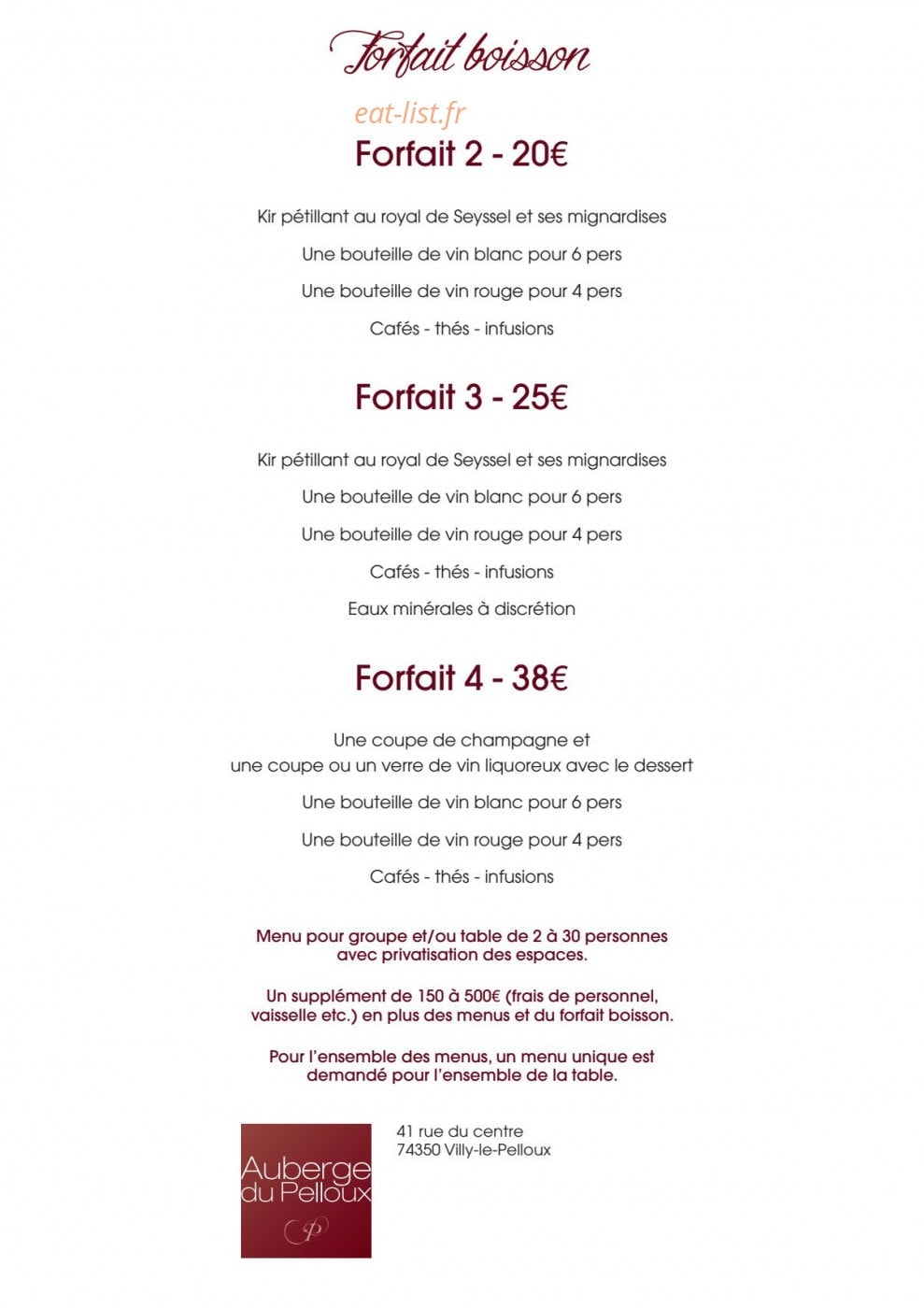 Auberge du pelloux — carte page 6