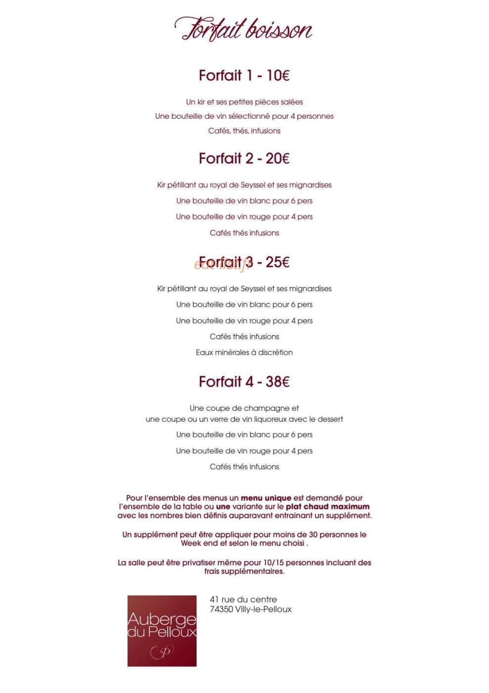 Auberge du pelloux — carte page 4