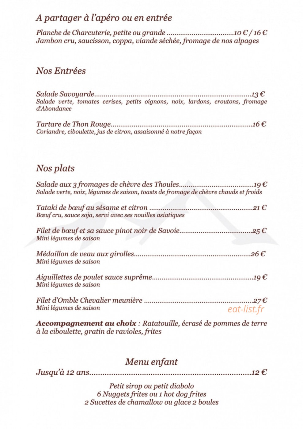 Le Clos Savoyard — carte page 1