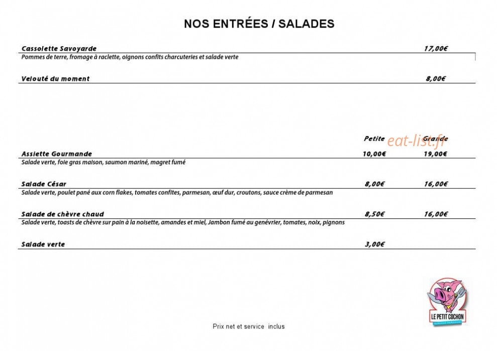 Petit Cochon — carte page 4