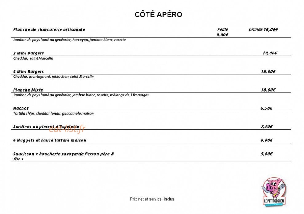 Petit Cochon — carte page 3