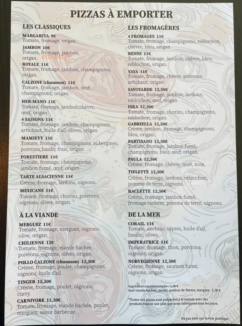 Pizzas Valtor — carte page 2