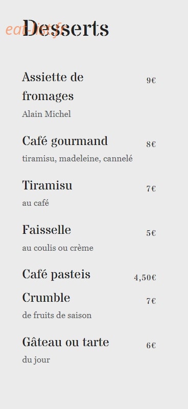 Café Cuisine — carte page 3