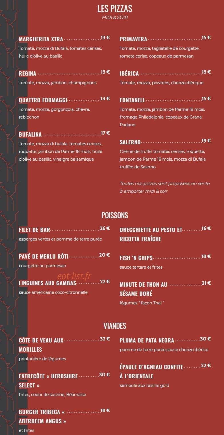 Tribeca Bistro — carte page 2